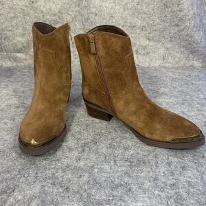 NWOT Very Volatile Brown Suede Ankle Boots, Women’s Size 8, Cowgirl Boots Zipper